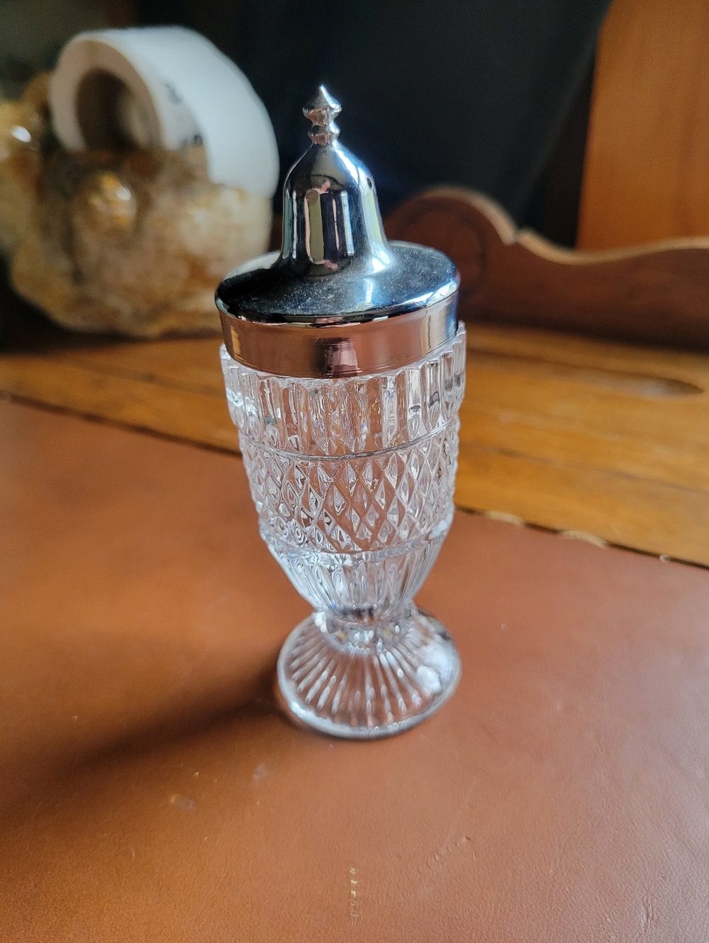 VTG Fostoria Salt Or Pepper Shaker Silver Lead Crystal Leonardo